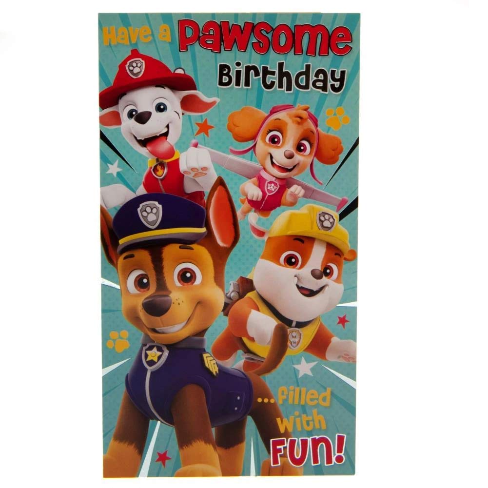 Paw Patrol Birthday Greeting Card - Awesome Day Design | FSC Certified Paper | 120x230mm 3