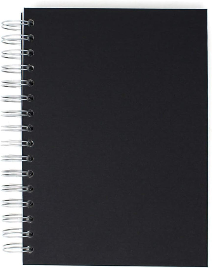 Artway Studio Spiral Bound A5 Sketchbook - 170gsm Cartridge Paper, 48 Pages, Black Hardback, Silver Wiro Binding