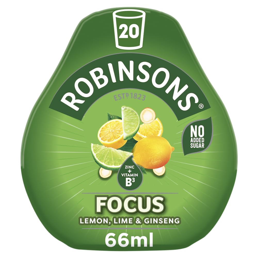 Robinsons Focus Benefit Drops Lemon, Lime & Ginseng with Vitamin B3 and Zinc - 50ml