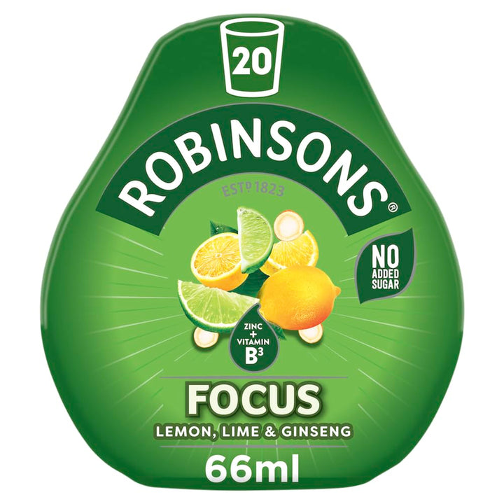 Robinsons Focus Benefit Drops Lemon, Lime & Ginseng with Vitamin B3 and Zinc - 50ml