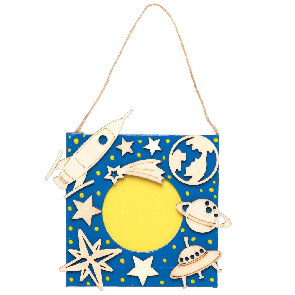 Baker Ross Outer Space Wooden Shape Decorations - Pack of 45, Solar System Shapes (1.5-3cm) 3