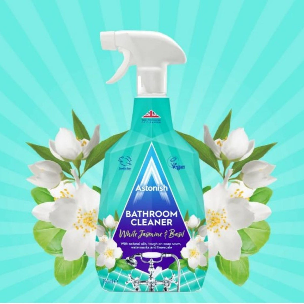 Astonish White Jasmine & Basil Bathroom Cleaner Spray - 750ml, Cruelty-Free