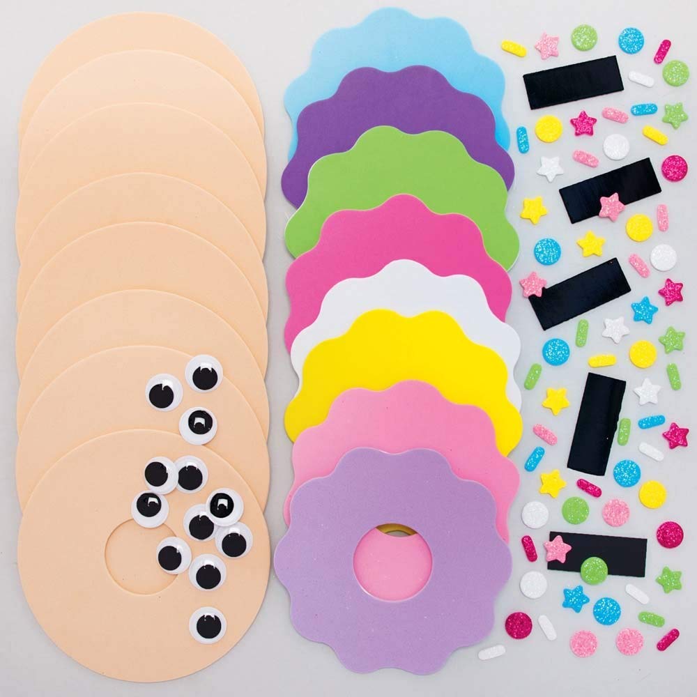 Baker Ross FE406 Donut Mix & Match Magnet Kits - Pack of 8 Foam Craft Magnets for Kids