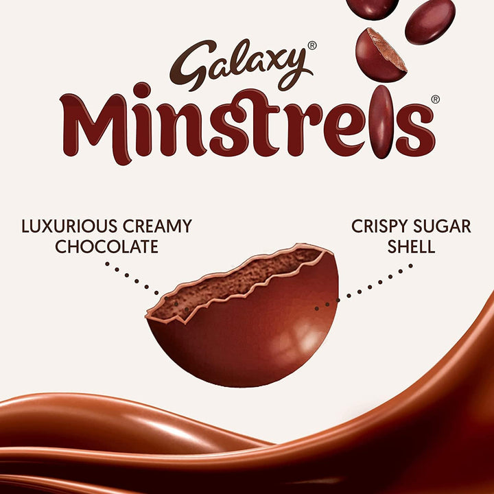 Galaxy Minstrels Milk Chocolate Pouch 195g - Smooth Chocolate with Crisp Sugar Shell