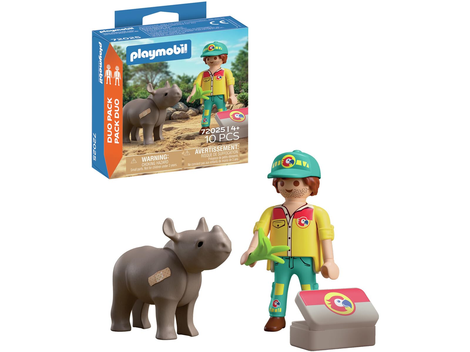 Playmobil DuoPack Ranger with Rhino - Wildlife Rescue Playset | Ages 4+ | Unisex Children 2