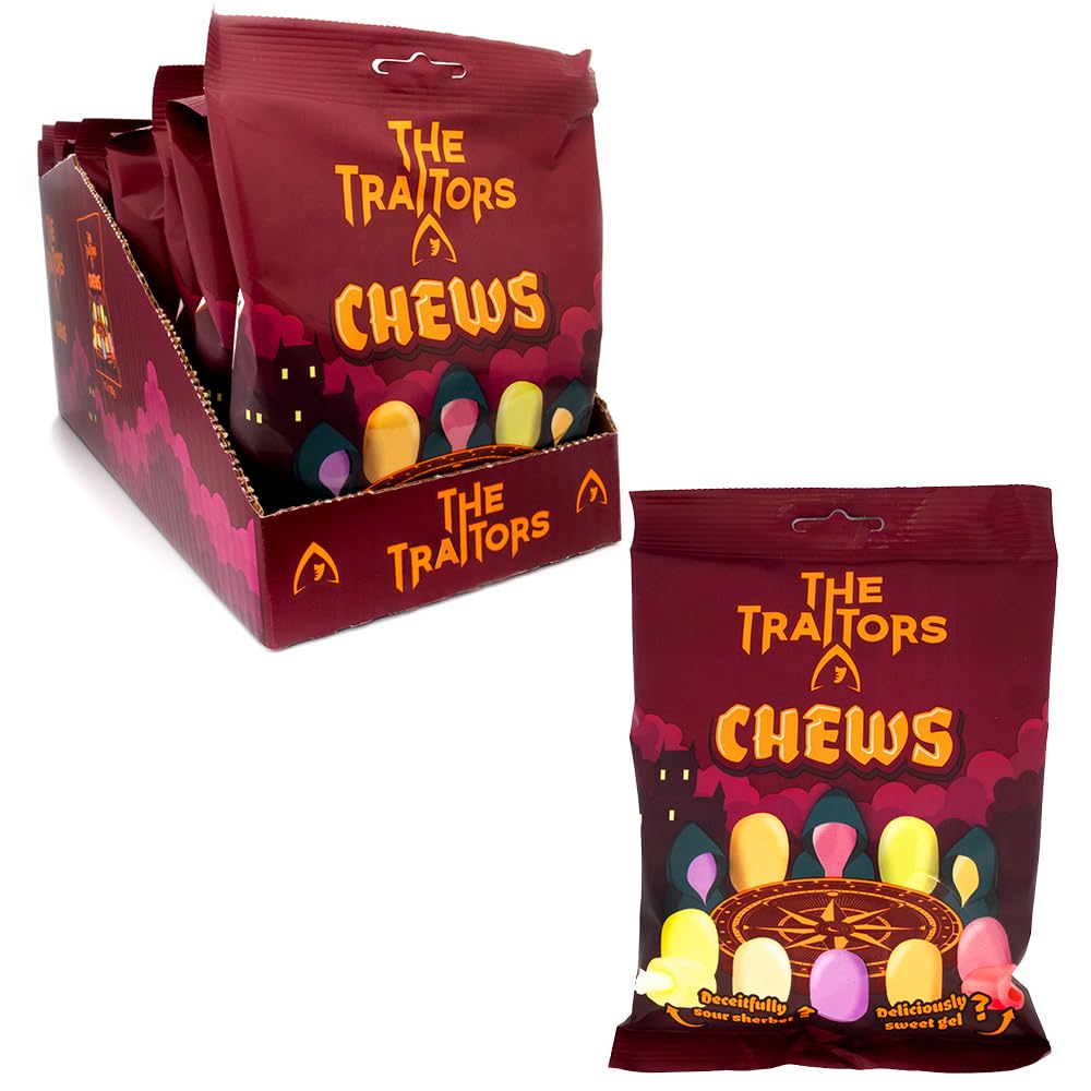 The Traitors Chew Bags - Fruit Flavoured Chewy Sweets with Liquid or Sherbet Centre, 120g Pack of 11 1