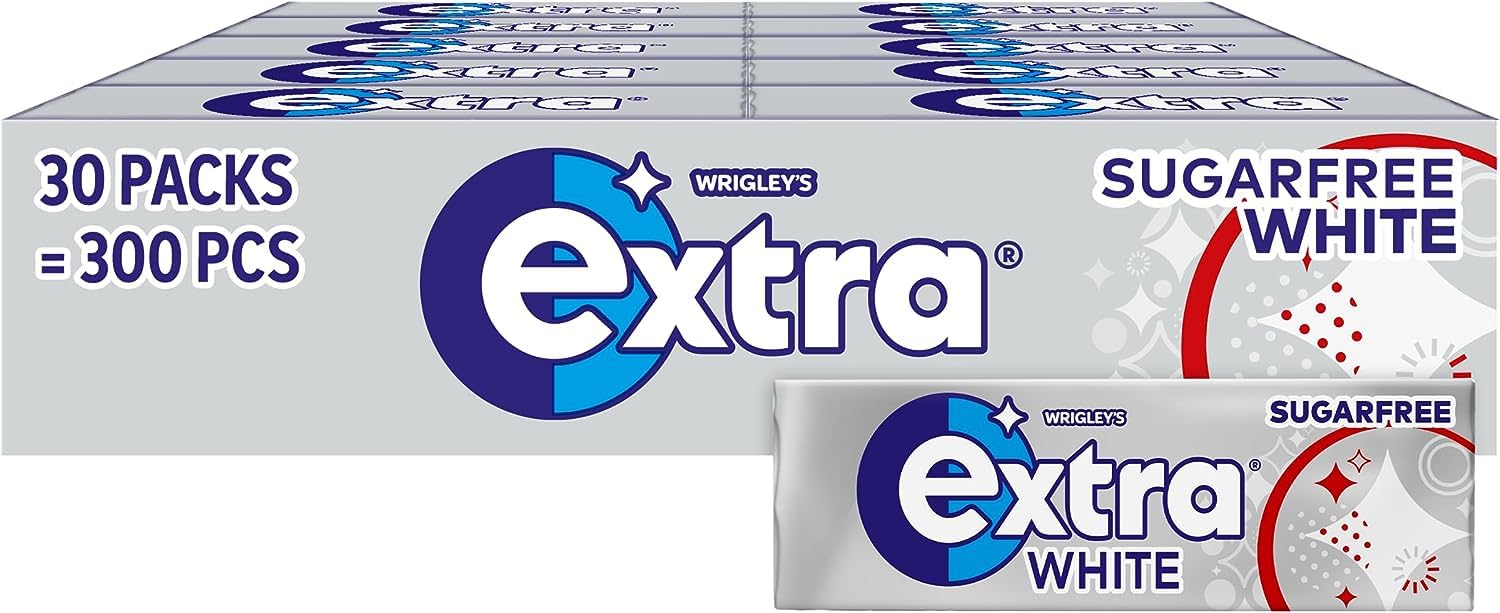 Extra Peppermint Sugarfree Chewing Gum Bulk Pack - 30 Packs of 10 Pieces | Xylitol Formula 1