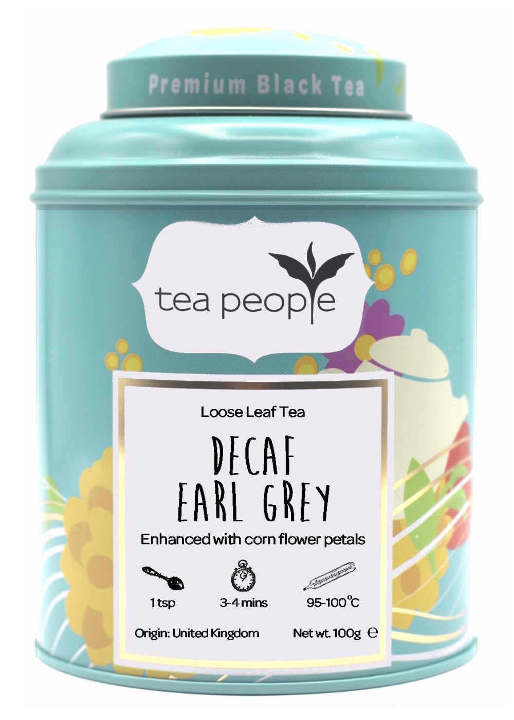 Tea People Decaf Earl Grey, Loose Leaf Flavoured Black Tea in Tin Caddy 2