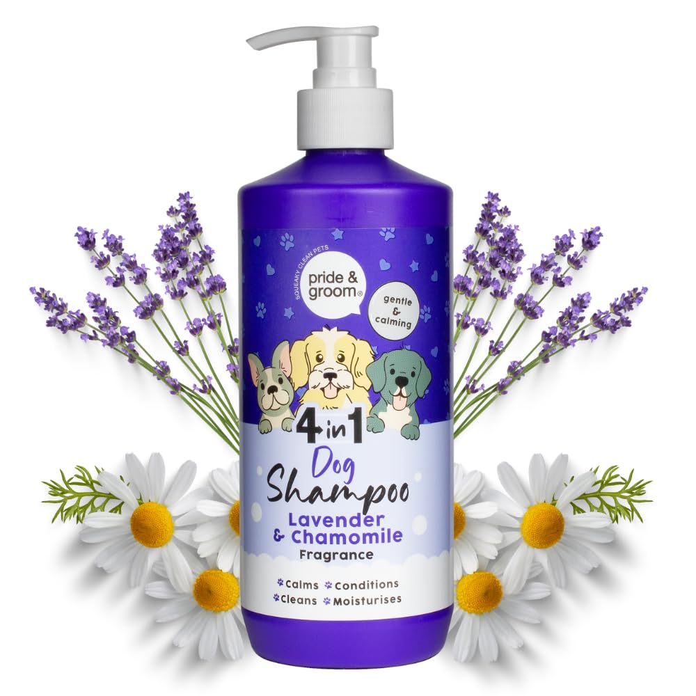 Pride & Groom 4-in-1 Dog Shampoo - Calming Lavender & Chamomile, 500ml 1