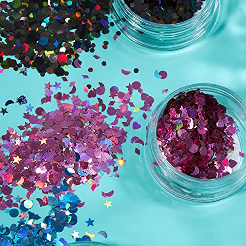 Smiffys Holographic Glitter Shapes by Moon Glitter - Violet - 3g