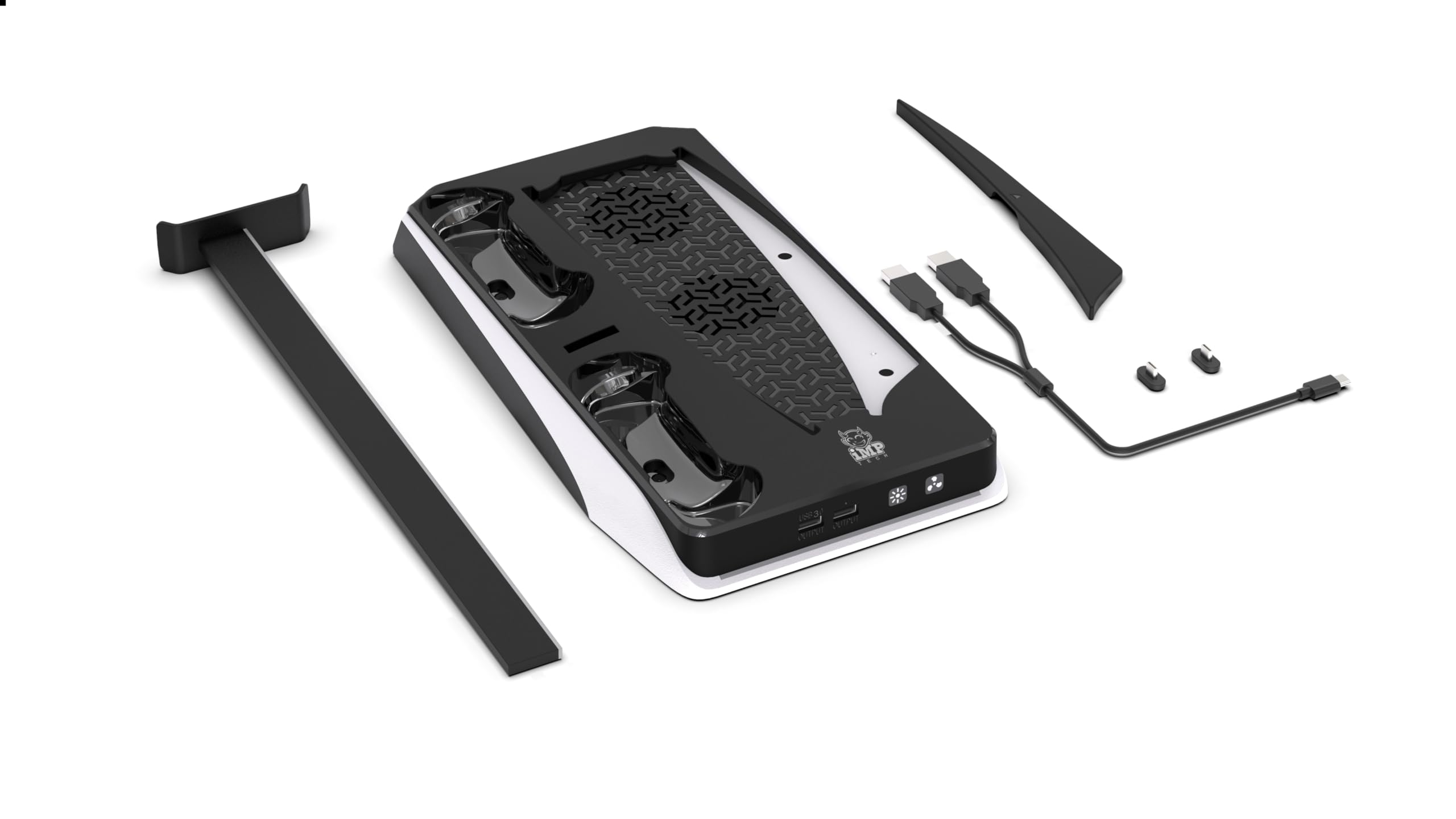 IMP Gaming DLX+ LED Charging Tower with Cooling Fans & Game Storage for PlayStation 5