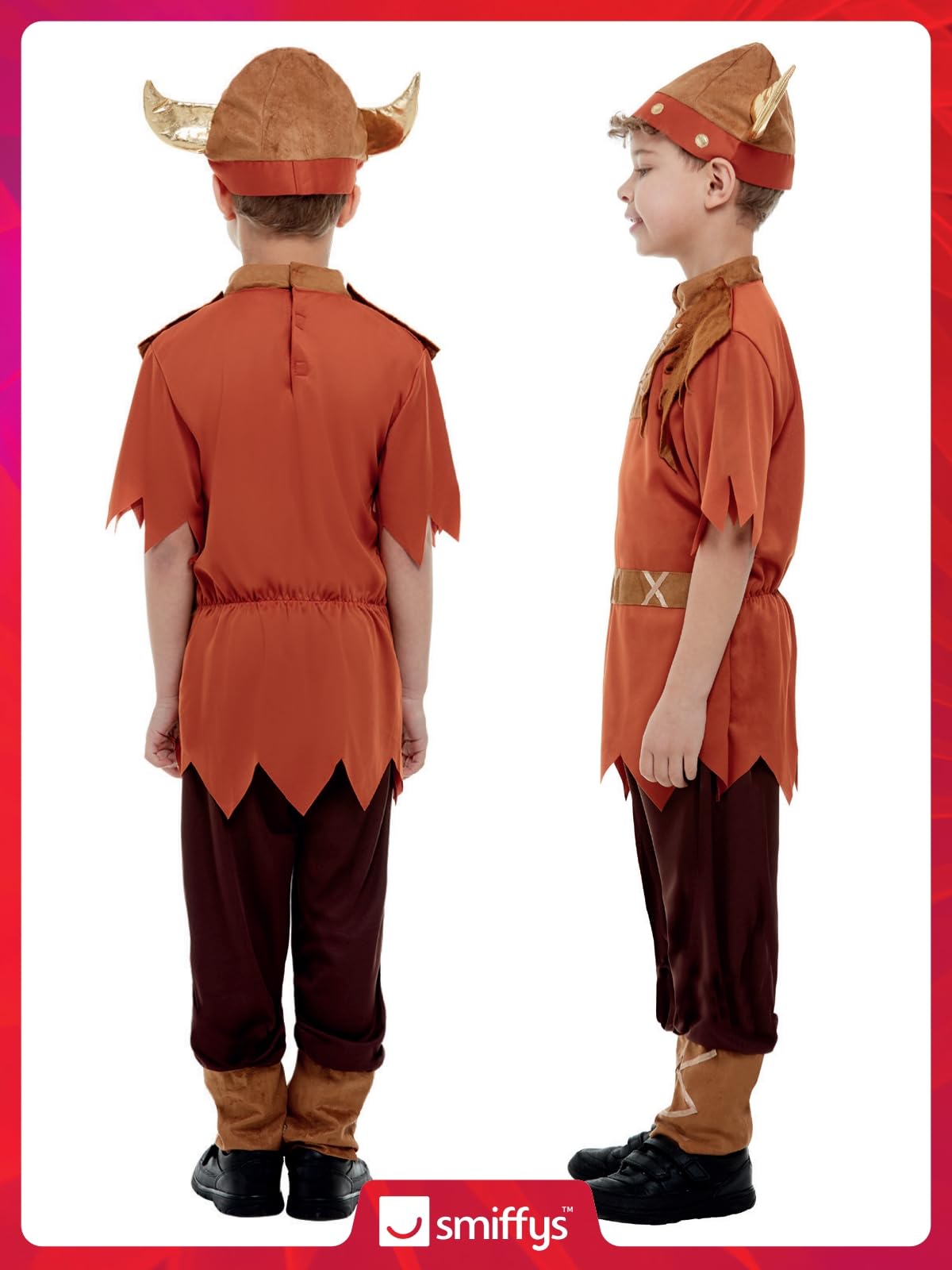 Smiffys Viking Costume - Brown Top, Trousers & Hat for Boys Ages 12-14 2