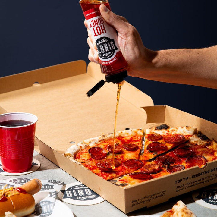 Dino's Famous Hot Honey Habanero Infused Sauce - Sweet & Spicy Drizzle, 350g