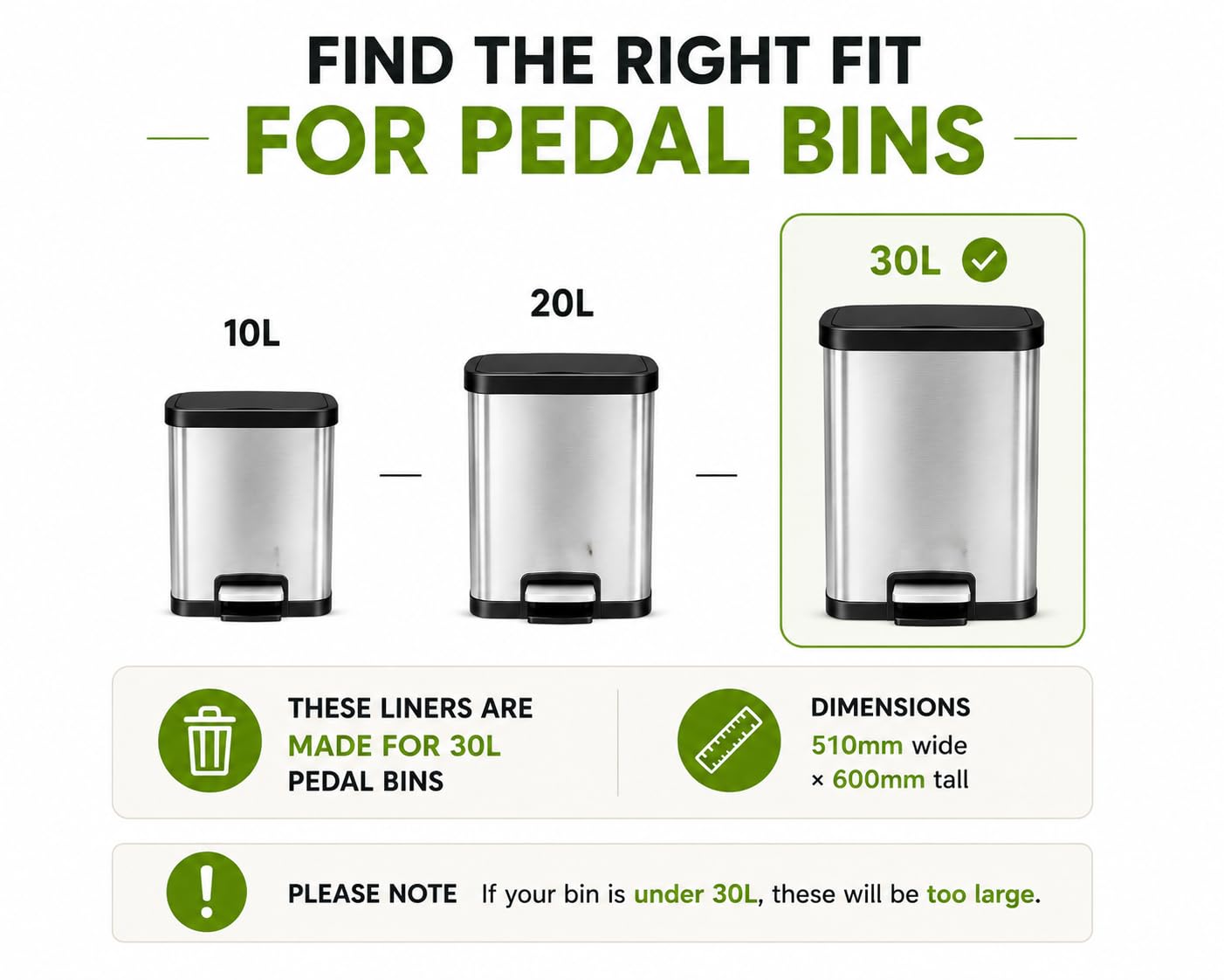 EcoBag Heavy Duty Bin Liners - 30L Capacity | 50 Pack | Recyclable Plastic 4