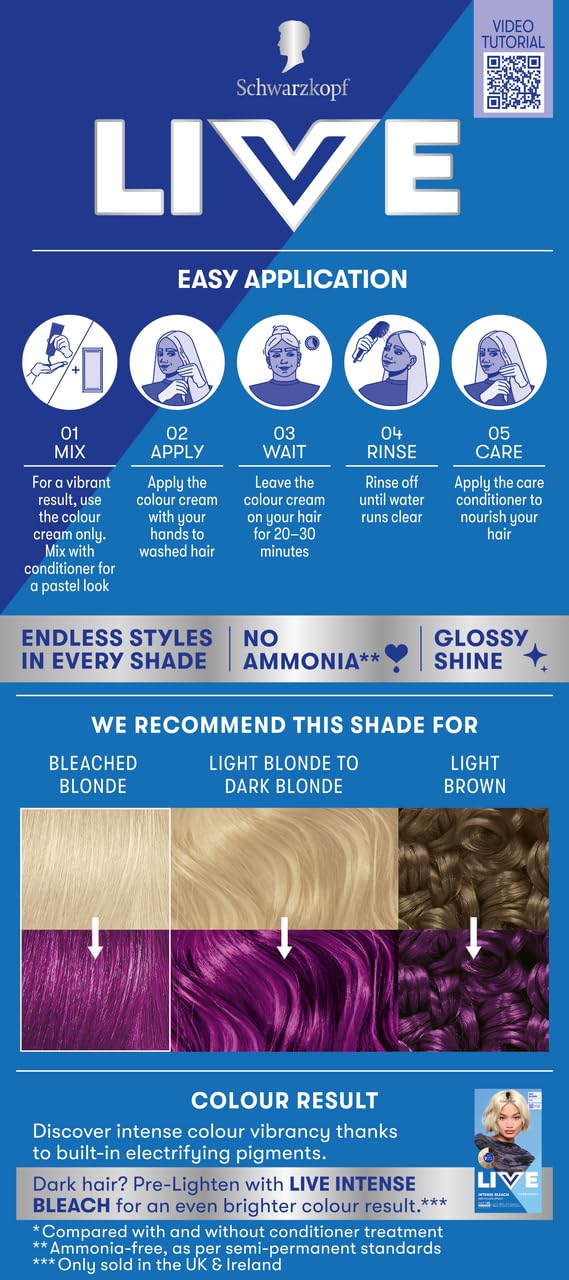 LIVE Colour Moment Semi-Permanent Hair Dye - Purple Punk | Vegan Formula | Up to 15 Washes
