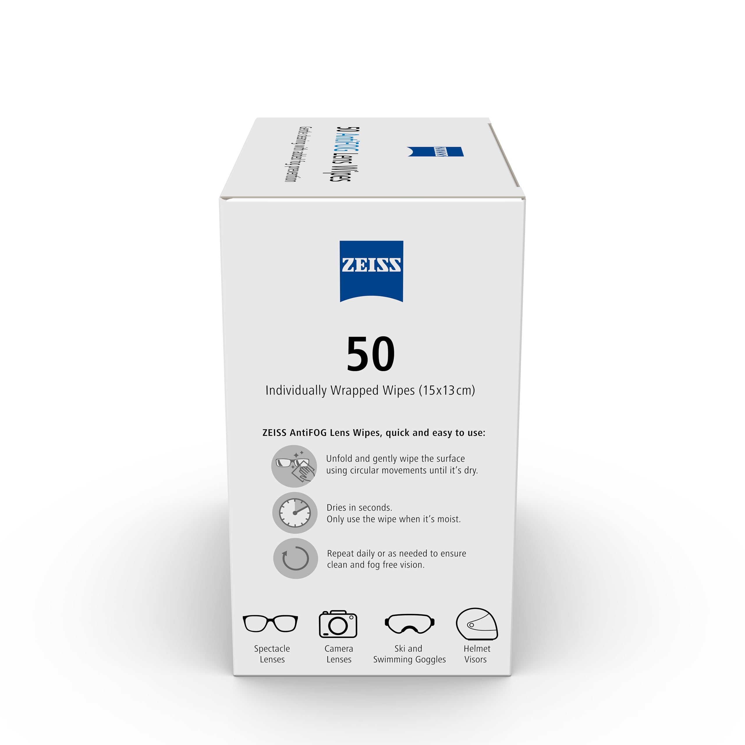 ZEISS AntiFOG Wipes - 50 Count | Streak-Free Cleaning | Safe for Coated Lenses 2