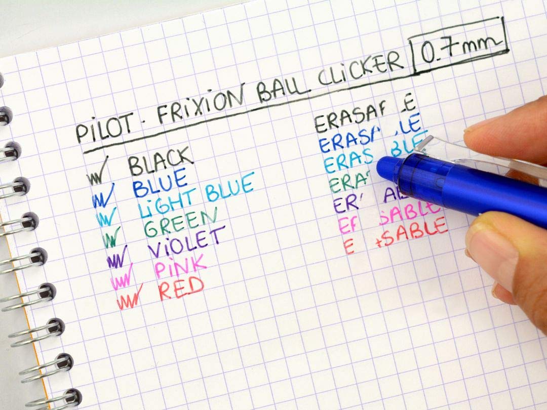 PILOT FriXion Clicker Erasable Rollerball Pen (Blue Ink) with 12 Refills and Eraser 6