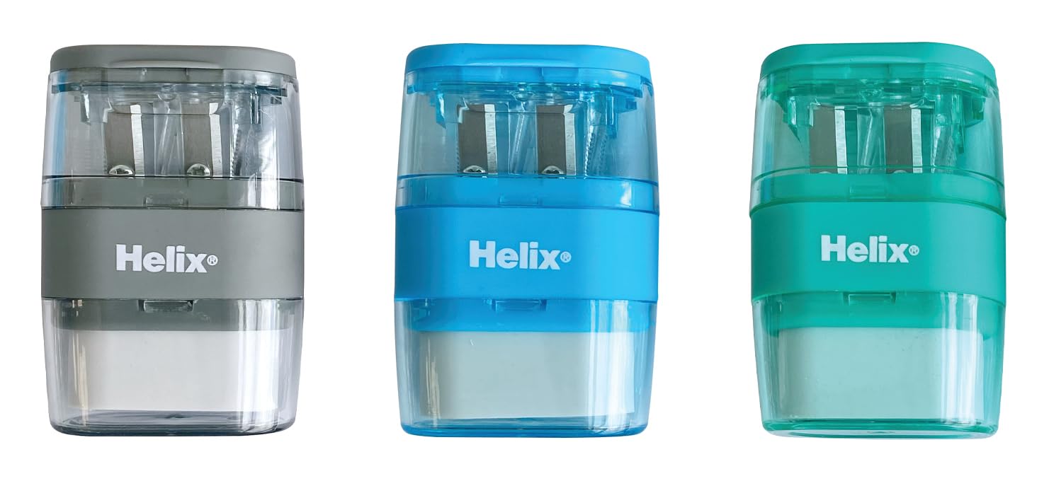 Helix Balance Duo Two Hole Pencil Sharpener and Eraser - Assorted Colours 1