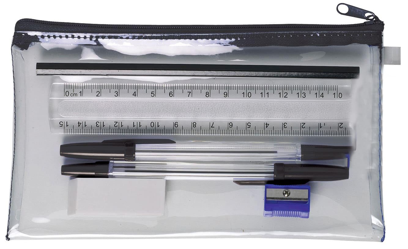 1ABOVE Clear Pencil Case Set with Stationery | 20 x 10 cm | Plastic 1