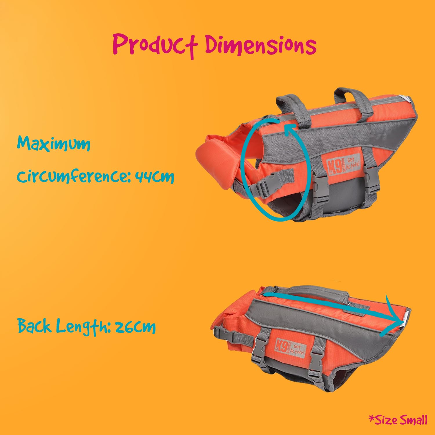 K9 Pursuits High Visibility Life Jacket - Orange, Small | Fits 7-14 kg Dogs | Neoprene 6
