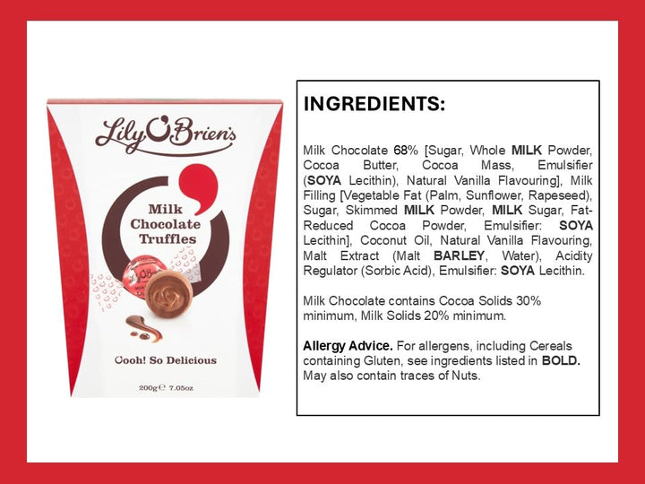 Lily O'Brien's Milk Chocolate Truffles - Individually Wrapped Chocolate Treats