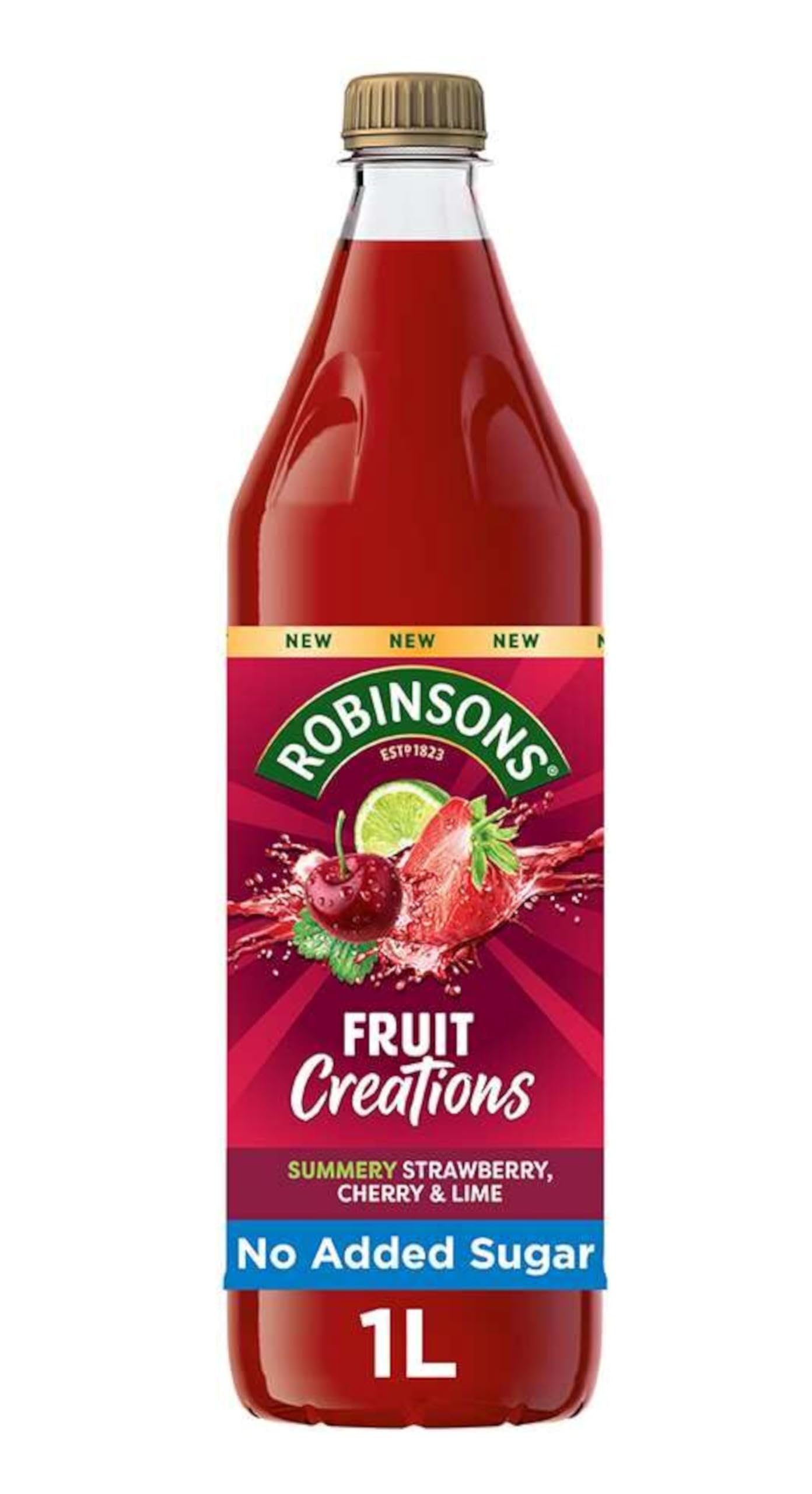 Robinsons Fruit Creations Real Fruit Squash Strawberry, Cherry & Lime | 1L Squash | No Added Sugar