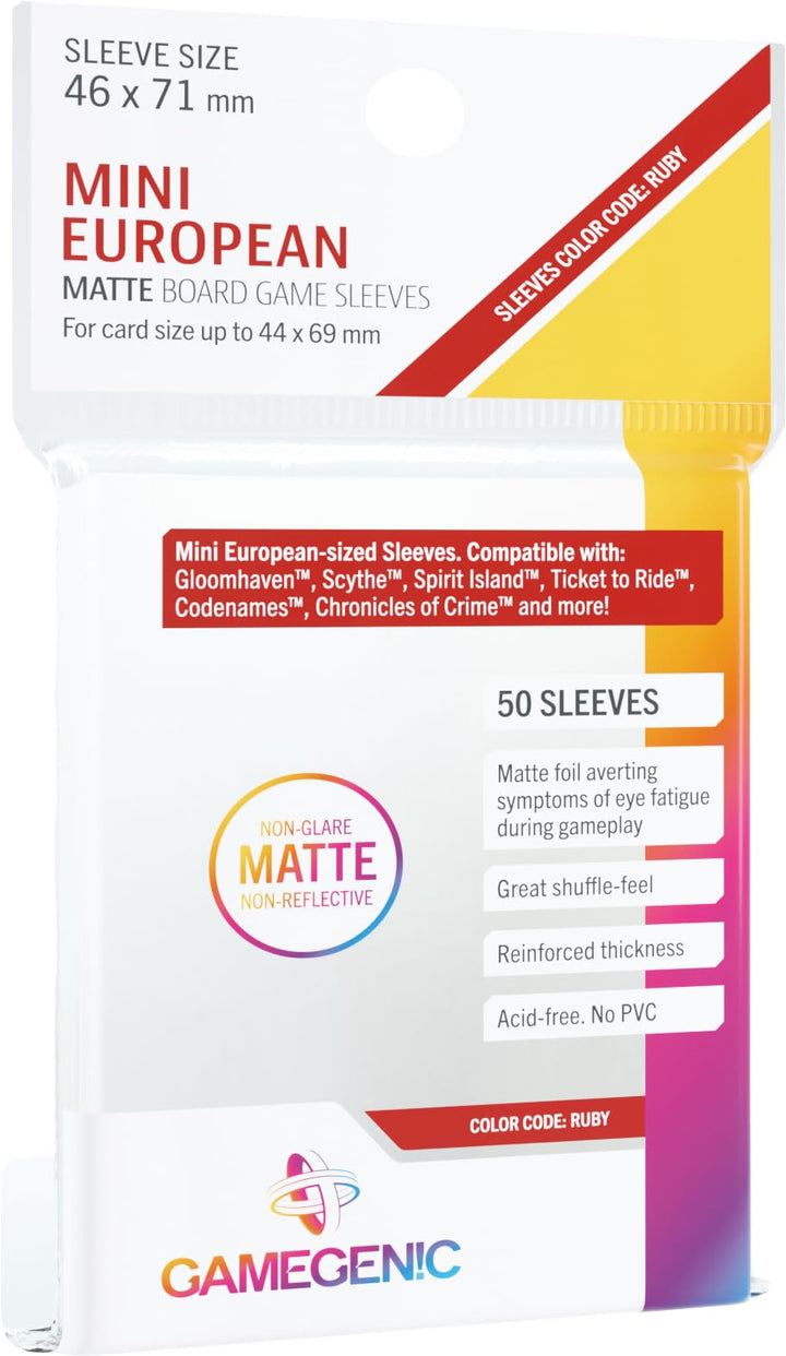 Gamegenic Ruby MATTE Mini European-Sized Board Game Sleeves 46 x 71 mm (50 ct.)
