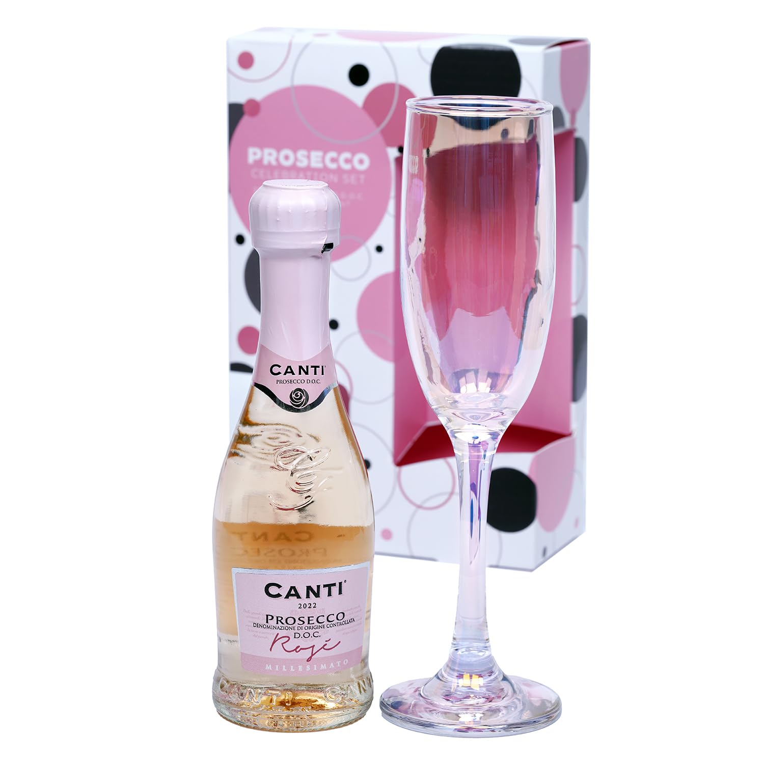Canti Prosecco DOC Rosé Gift Set with Iridescent Glass (200ml) 4
