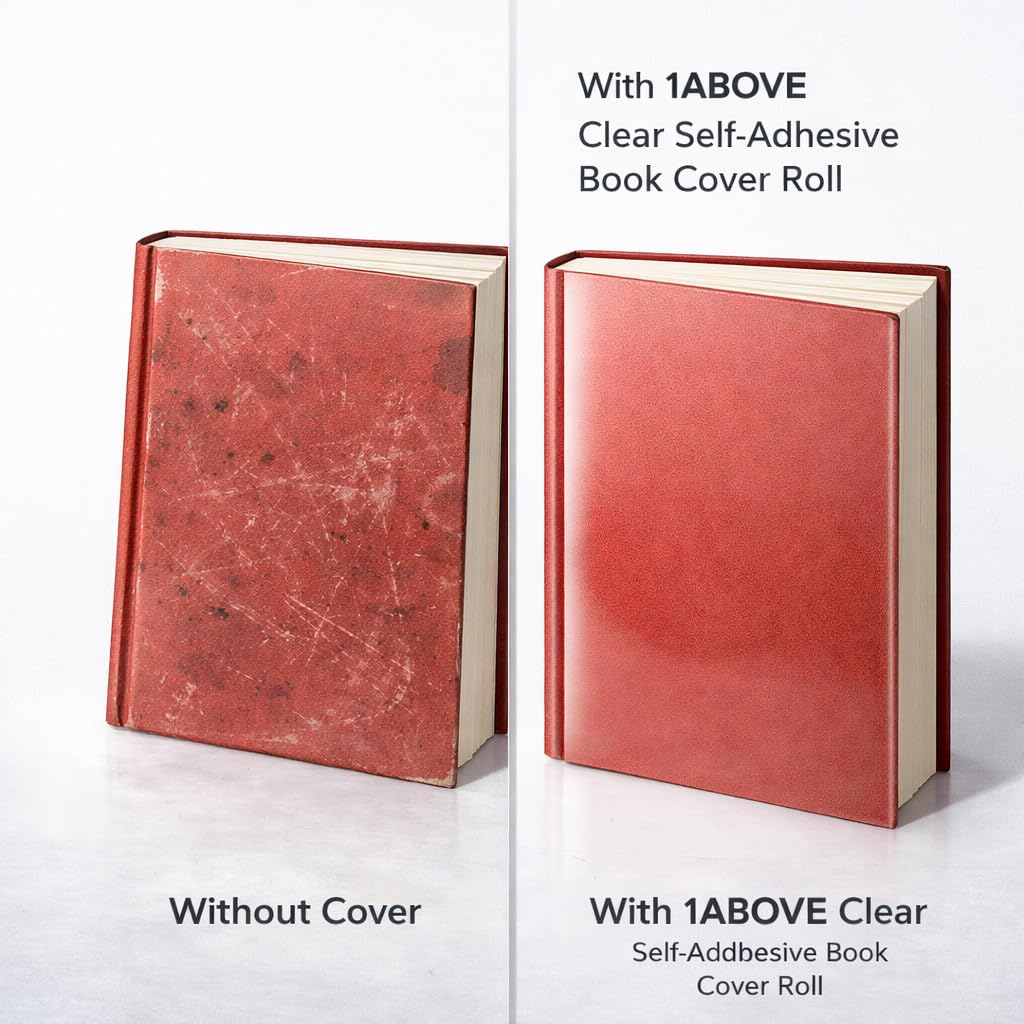 1ABOVE Clear Self-Adhesive Book Cover Roll - Transparent Sticky Back Plastic for A4 | 33cm x 1M 4