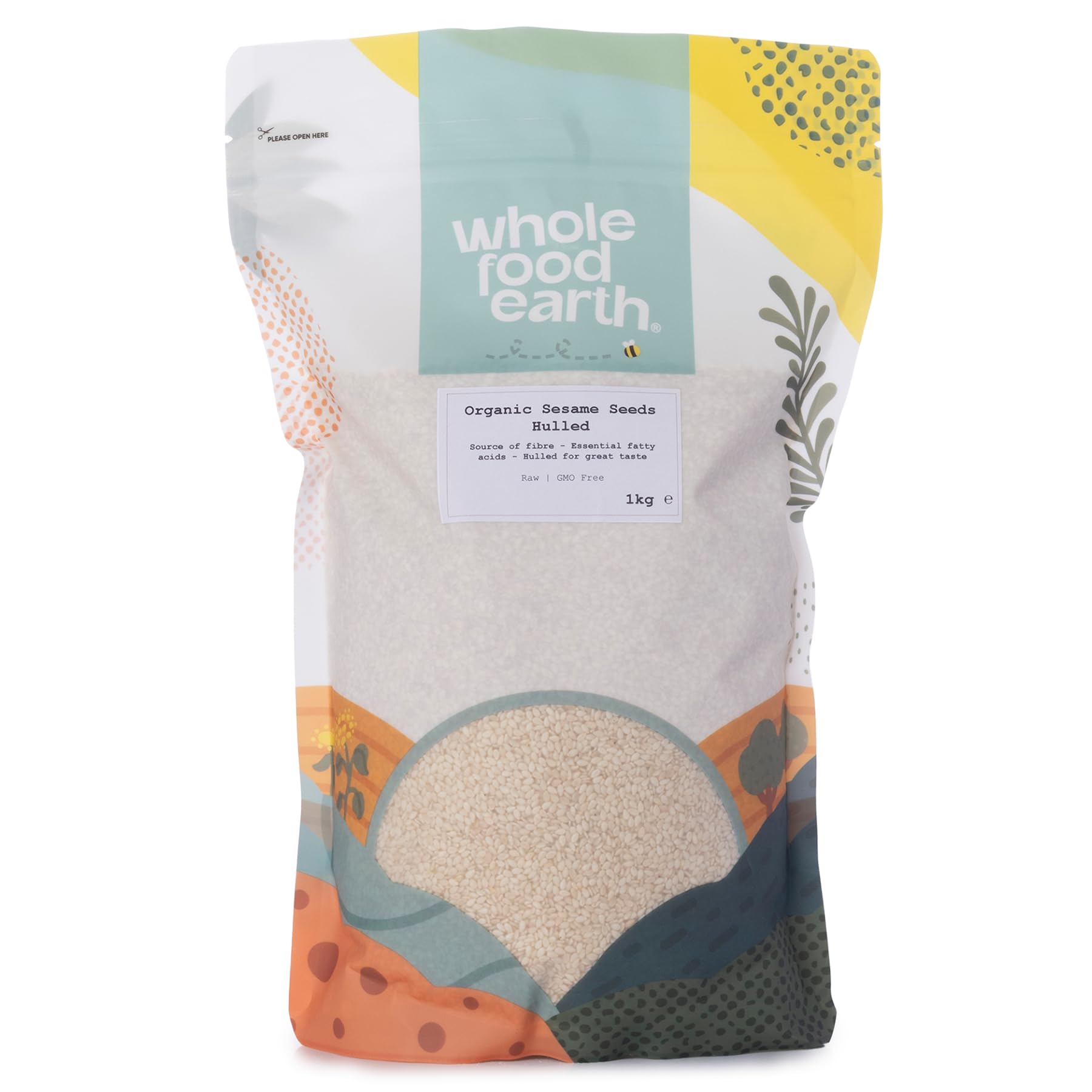 Wholefood Earth Organic Hulled Sesame Seeds - Raw | 1kg | GMO Free | Vegan
