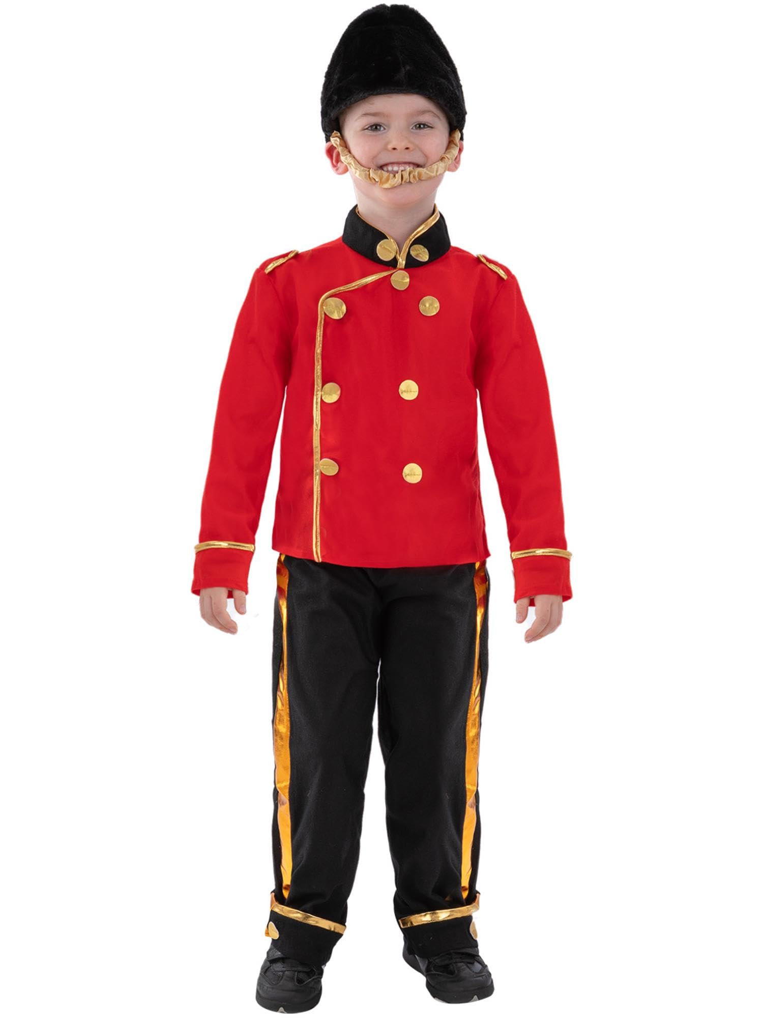 Smiffys Busby Guard Costume - Red Top, Trousers and Hat, Ages 7-9