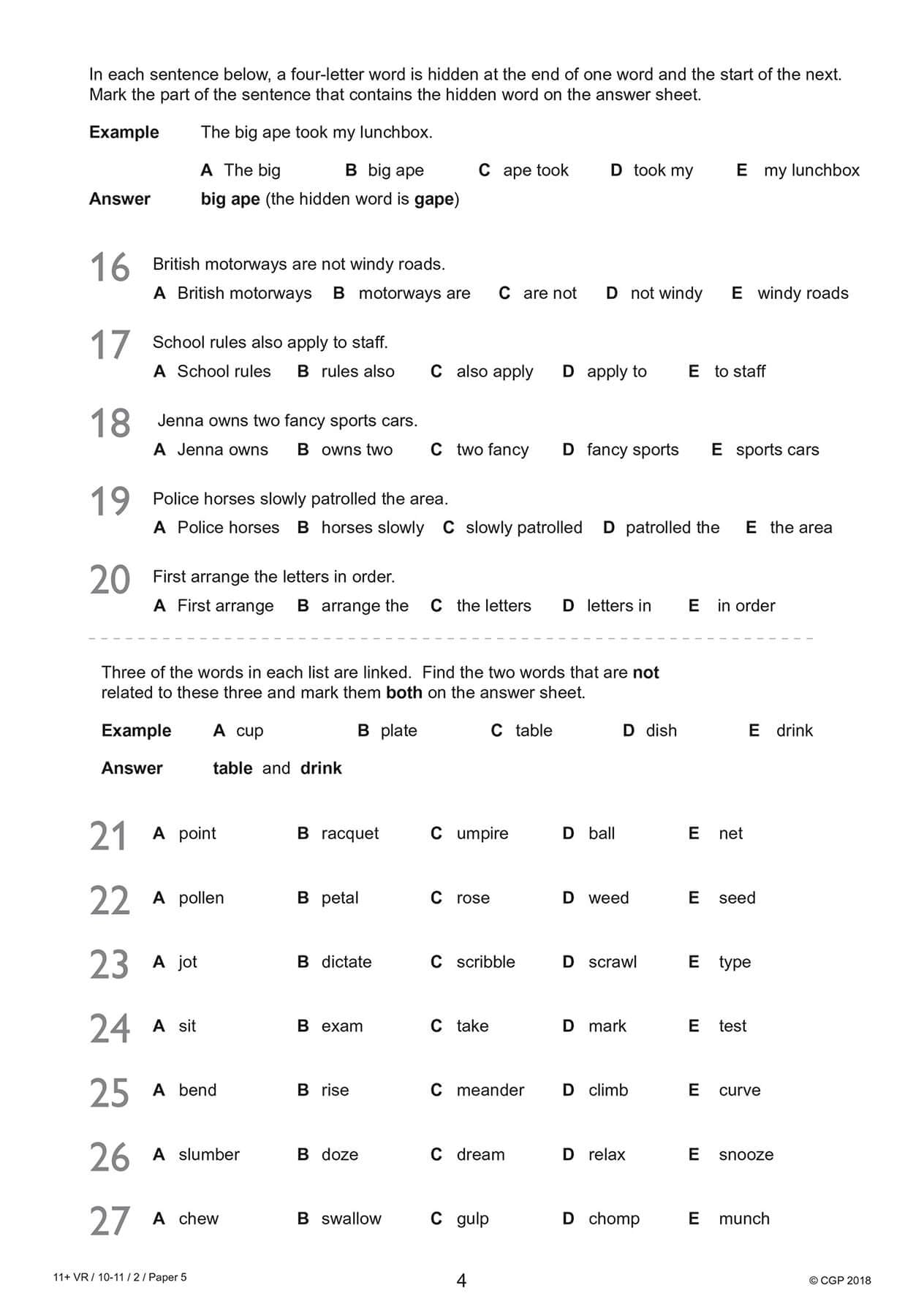 CGP 11+ GL Verbal Reasoning Practice Papers Pack 2 - Ages 10-11 | Paperback | 76 Pages 5