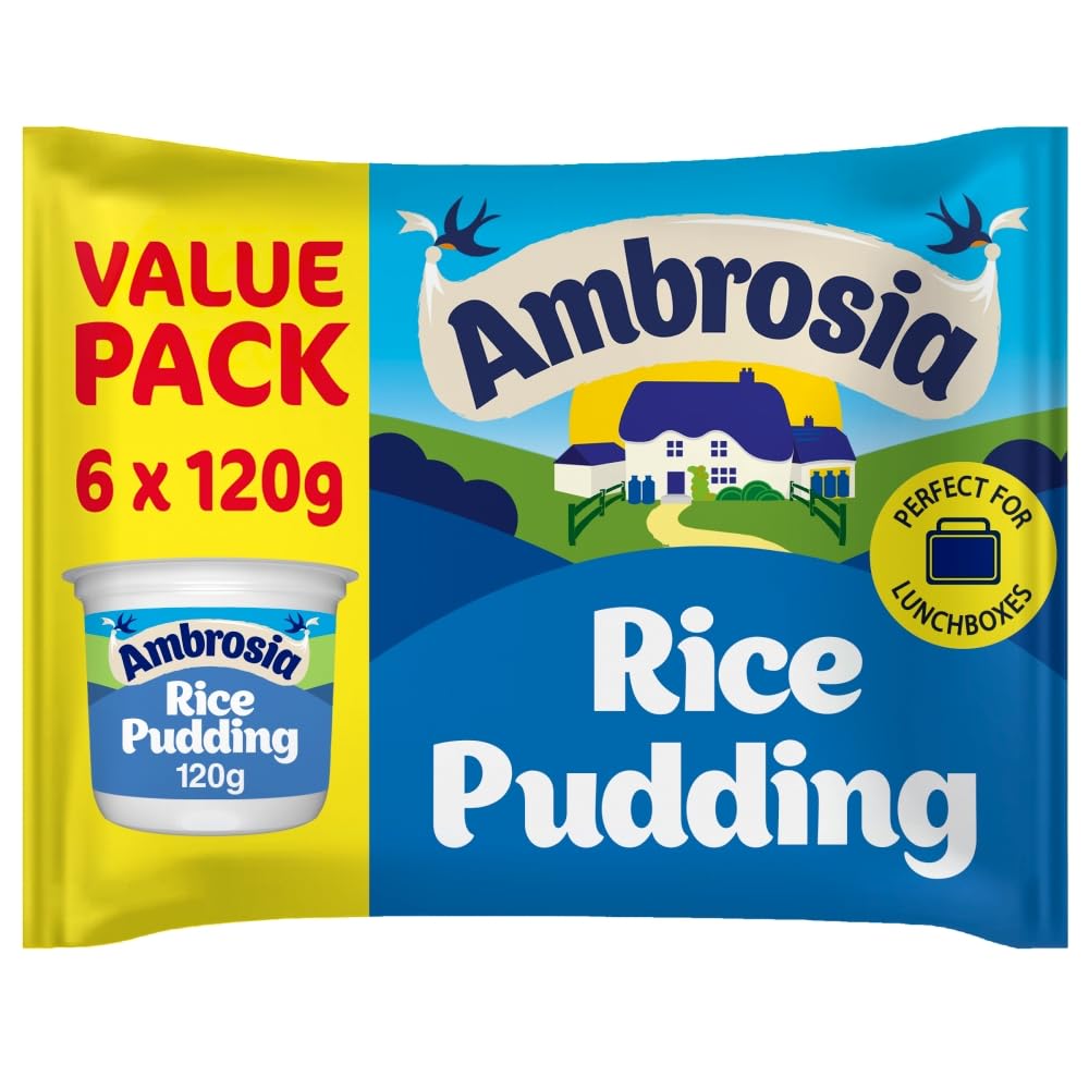 Ambrosia Original Recipe Rice Pudding - Creamy Ready-to-Eat Dessert | 6 x 120g Pots | 720g Total