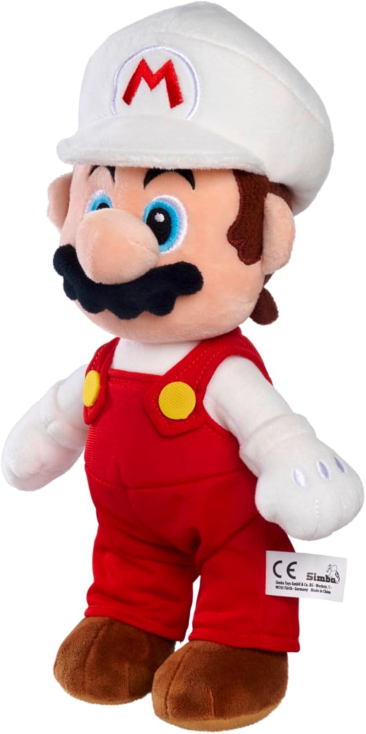 Fire Mario Plush Toy - Officially Licensed 30cm Soft Stuffed Animal for Kids 0-15 Years