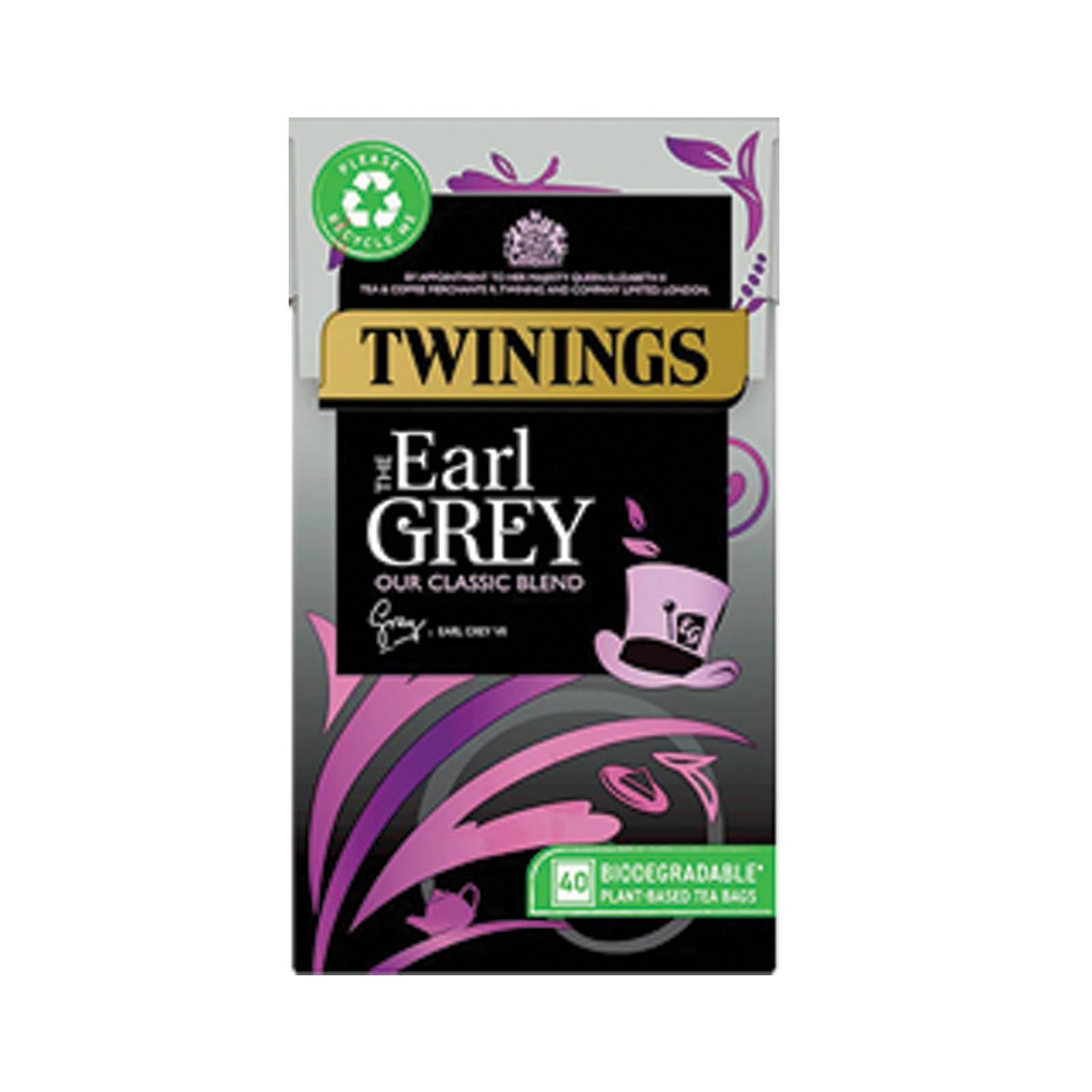 Twinings Earl Grey Black Tea Bags - 40 Count, 100g | Bergamot & Lemon Flavor 1
