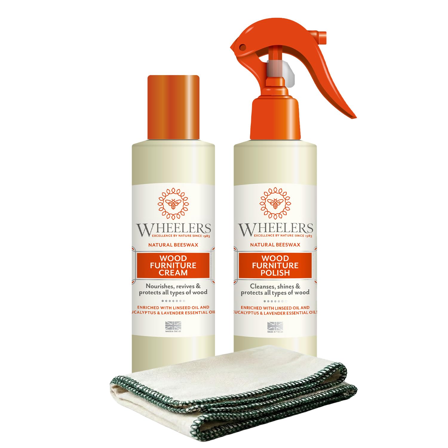 Wheelers Natural Beeswax Wood Care Kit - Restores & Protects All Wood Types | Eucalyptus & Lavender Scent