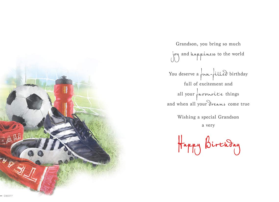Piccadilly Greetings Regal Publishing Grandson Birthday Card | 9 x 6 inches | Green, Beige, Yellow, Red