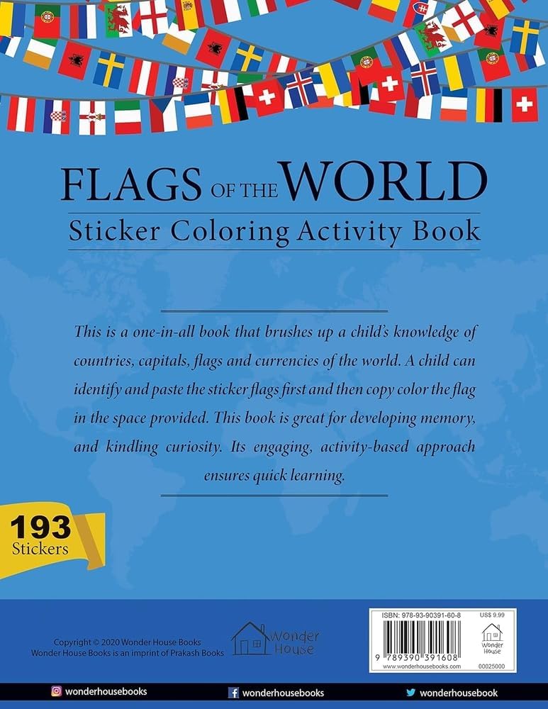 Wonder House Flags of the World Sticker Coloring Activity Book - Ages 5-10 | 72 Pages | English 2