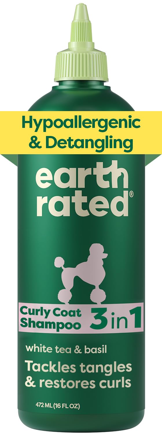 Earth Rated 3-in-1 Detangling Dog Shampoo and Conditioner with Oatmeal | White Tea & Basil Scent | 473ml