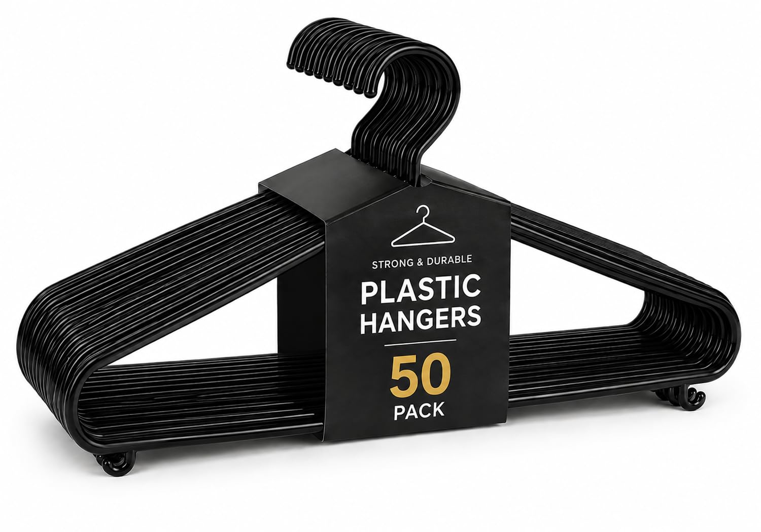 1ABOVE 50 Pack Black Plastic Clothes Hangers – Durable Non-Slip Space Saving for Adult Clothing