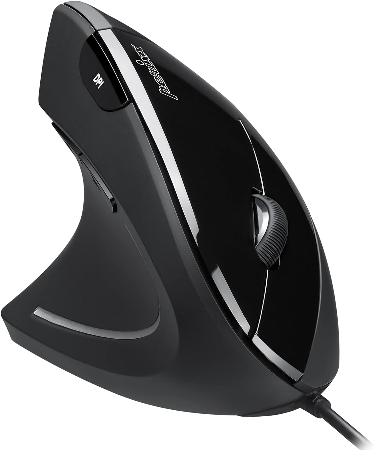 Perixx PERIMICE-513L Left-Handed Wired Vertical Mouse - 6 Button Optical with 1000/1600/3200/6400 DPI, Black 1