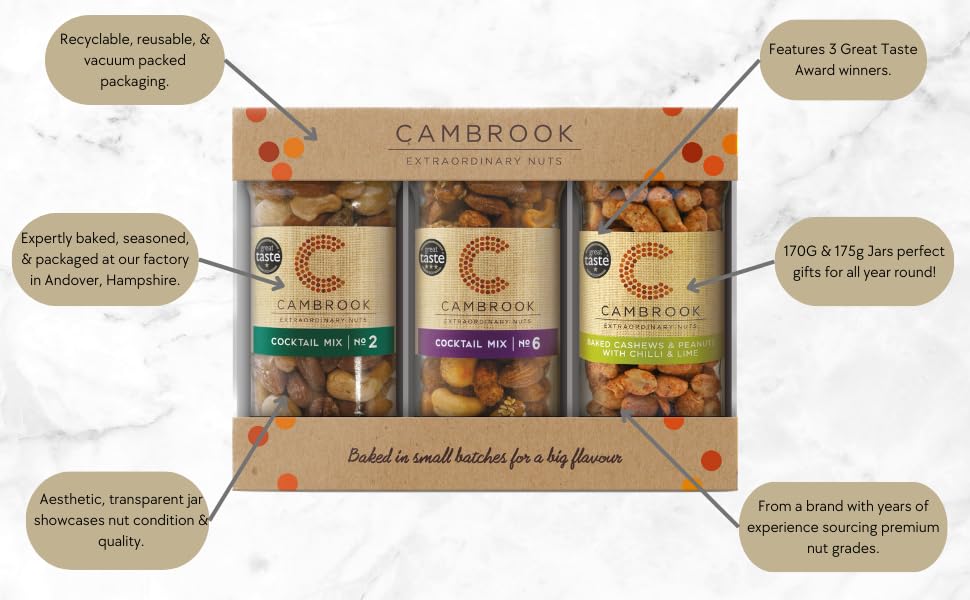 Cambrook - 3 Jar Gift Set of Gourmet Baked Nut Mixes, Great Taste Award Winning 2