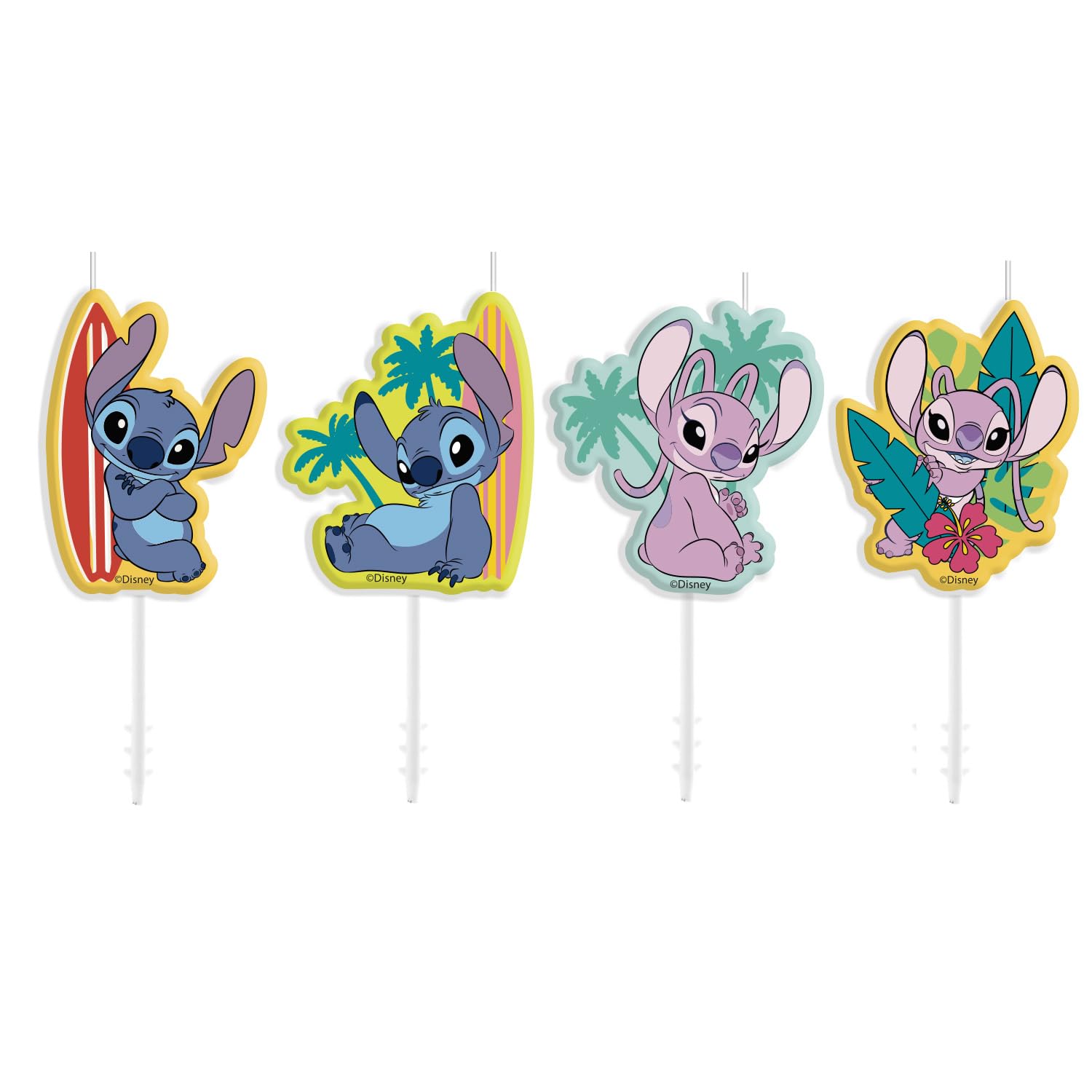 dekora - Disney Stitch Birthday Candle Set – 4 Colourful Cake Candles for K 1