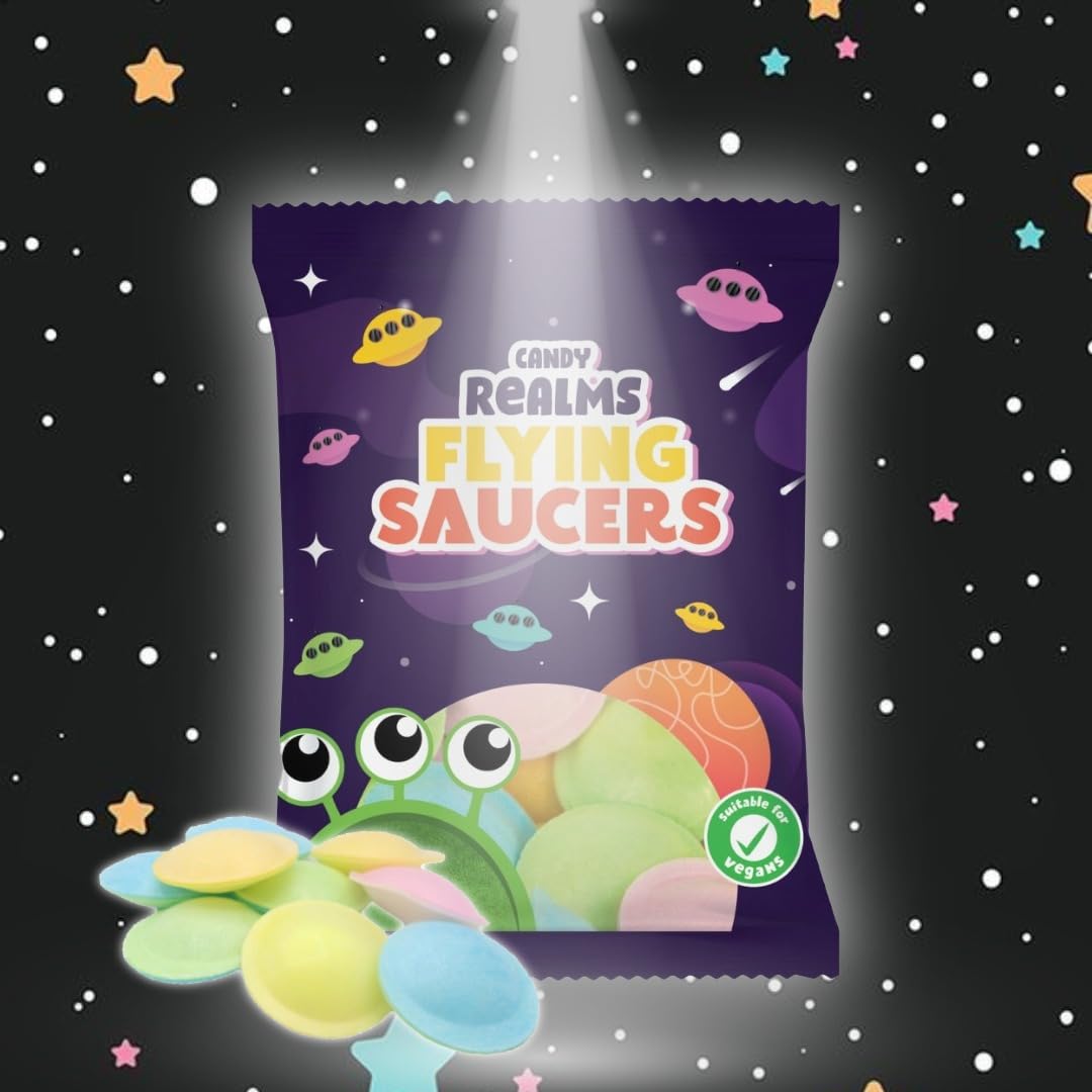 Candy Realms Flying Saucers - Sherbet Filled Wafer Discs | 36g Bag (Pack of 12) 5