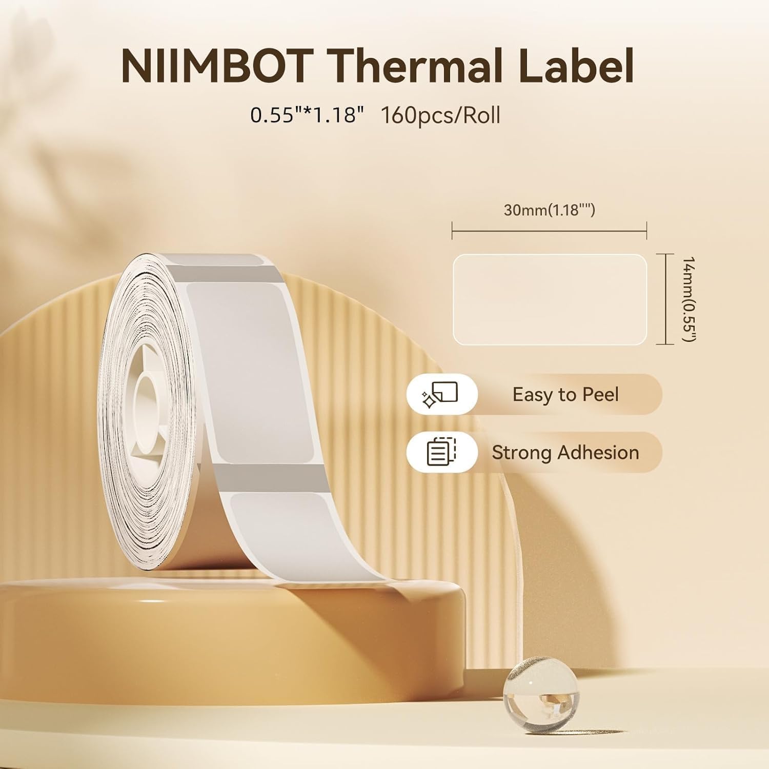 NIIMBOT Clear All-Purpose Labels - Waterproof & Tear-Resistant Direct Thermal Stickers for D11/D110/D101/H1S Printers | 14x30mm 2