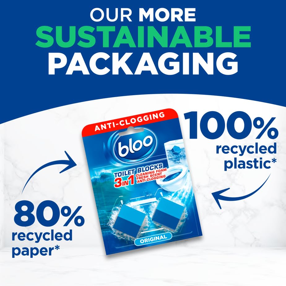 Bloo Toilet Blocks - Pack of 14 | Prevents Limescale | Original Scent | 700g 5