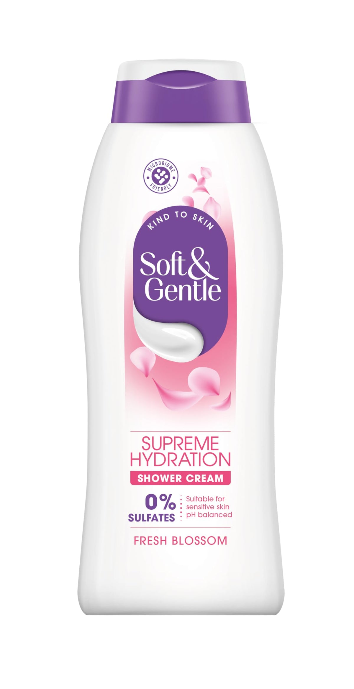Soft & Gentle Fresh Blossom Supreme Hydration Shower Cream - Sulfate Free, Rose & Vanilla Scent, 400ml