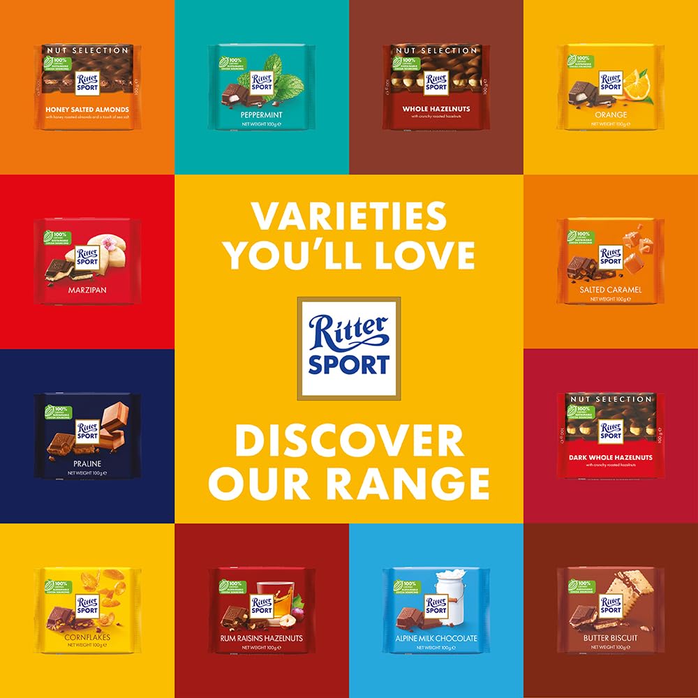 Ritter Sport Dark Chocolate with Marzipan 100g (Pack of 12) 2