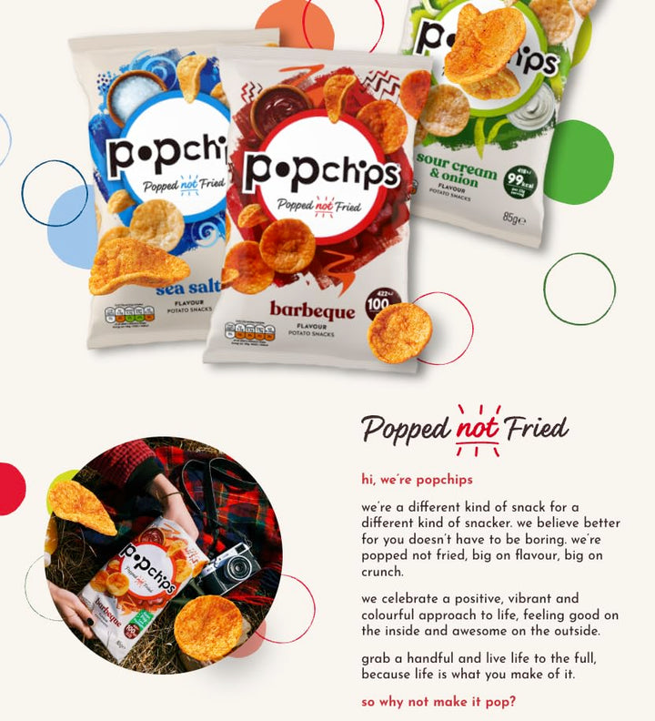 Popchips Sea Salt & Vinegar Popped Potato Snacks - 5 Pack (85g)