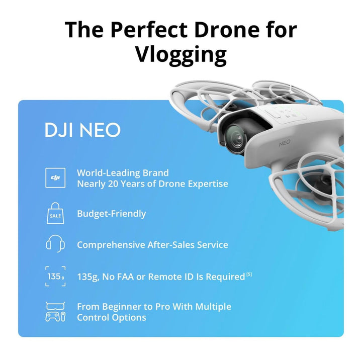 DJI Neo 4K UHD Camera Drone with Palm Takeoff, Subject Tracking, and Built-In Propeller Guard (Grey) [Drone]